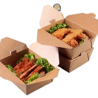 Biodegradable Printed Take Away Kraft Paper Box Disposable Lunch Paper Food Containers Packaging Box