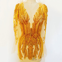Applique de corsage en strass entièrement recouvert de strass, fait main, à coudre, pour costumes de carnaval, robe de mariée