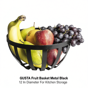 Cesta de frutas GUSTA de metal negro de 12 pulgadas de diámetro para almacenamiento en la cocina - Product Image 2