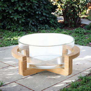 ชามแก้วใส่สลัดพร้อมขาตั้งไม้ขนาด800มล. ทันสมัยพิมพ์โลโก้เป็นมิตรกับสิ่งแวดล้อมสำหรับงานปาร์ตี้ผลไม้ของหวานในห้องครัว - Product Image 3