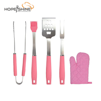 Ensemble d'outils de barbecue portables en PP à 5 pièces avec poignée pour le camping en plein air
