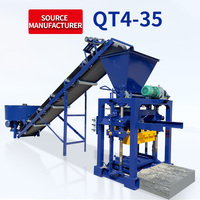 Machine à blocs de béton QT4-35, machine manuelle de fabrication de blocs creux en ciment, fonctionnement facile