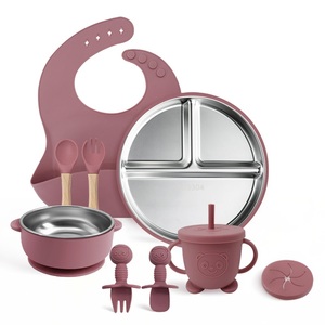 Bol d'alimentation sécurisé en silicone avec ventouse et ensemble cuillère-fourchette en acier inoxydable 304 pour bébé, étanche, idéal comme cadeau - Product Image 5