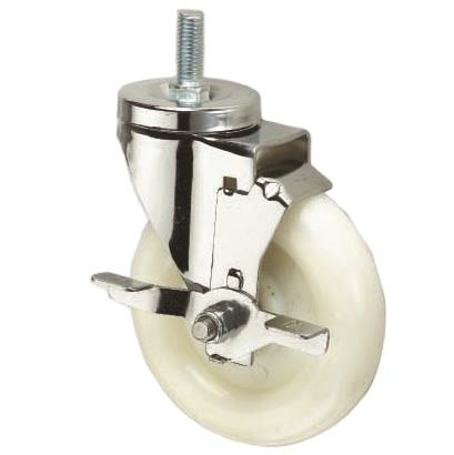 High Quality White pp Wheel Caster Swivel with Brake Screw Top