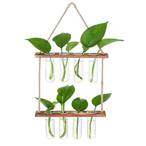 Hot Sale <b>Wall</b> Hanging Planter 2 Tiered Plant Propagation Stations Terrarium With Wooden Stand for Home Office Garden <b>Decor</b> - Product Image 1
