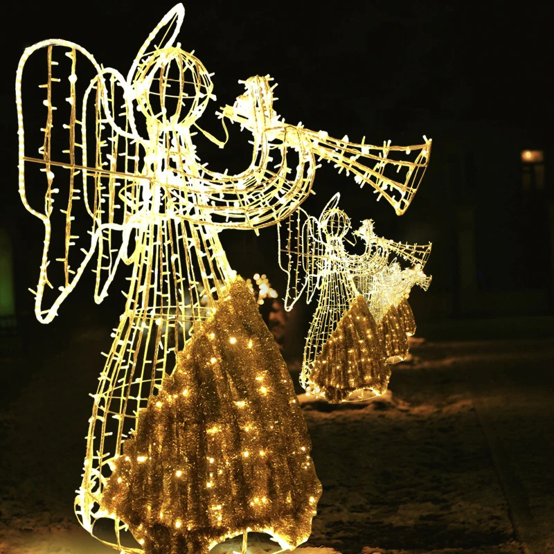 Christmas Decoration Outdoor Lighted Christmas Angels Garden Decoration Angel Wings Light Custom Led Neon