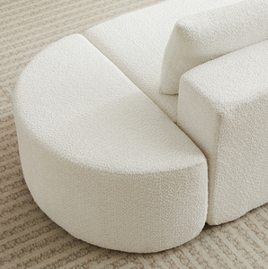 Ensemble de canapé modulaire convertible en forme de V de 106,3 pouces en tissu chenille, design moderne, trois coussins décoratifs, deux ottomanes incurvés pour hôtel - Product Image 5