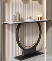 Table de console murale semi-circulaire de luxe en pierre pour hall d'entrée, style chinois minimaliste, nouvelle collection