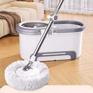 Ensemble de serpillière rotative intelligente magique directement de l'usine, nettoyage à 360°, <span class=keywords><strong>sol</strong></span> de cuisine, essorage facile, seau en acier inoxydable - Product Image 1