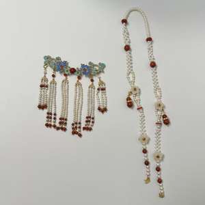 قلادة خانقة على الطراز الصيني من سبائك المعادن الثمينة مع سلسلة فيجارو عصرية وشرابة من العقيق للنساء كهدية - Product Image 3