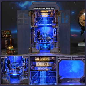 Đồ chơi xếp hình gỗ 3D tùy chỉnh, mô hình góc đọc sách bí ẩn hình phòng điện thoại với nắp chống bụi, đèn LED cảm ứng, 3 sao, có thể di chuyển - Product Image 5