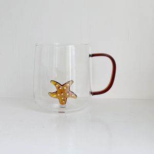 Tazza da <span class=keywords><strong>Caffè</strong></span> in Vetro Borosilicato Resistente al Calore con Granchio 3D all'Interno, Manico Colorato, Design Carino Ispirato alle Creature Marine - Product Image 2