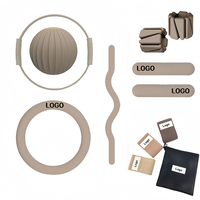 CZFIT Ensemble de fitness personnalisé pour la maison et le yoga, comprenant barre d'haltères Milk Tea, haltères en silicone, Power Ring et accessoires de yoga et Pilates