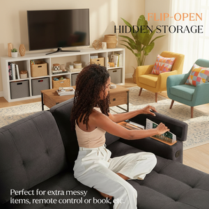 Canapé-lit modulaire escamotable 3 places en bois massif avec rangement, inclinable, ports USB, porte-gobelets, <span class=keywords><strong>tissu</strong></span> vegan, design moderne - Product Image 3