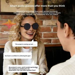 Nuevas Gafas Inteligentes con IA, Conexión Bluetooth, Unisex, para Uso en Exteriores, Montura Ovalada Retro, Gafas de Sol de Lujo, Control de Fotos del Teléfono, Control por <span class=keywords><strong>Voz</strong></span> - Product Image 4