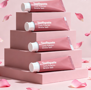 Dentifrice quotidien aux acides aminés roses Saveur <span class=keywords><strong>de</strong></span> pêche Moussant doux pour une haleine fraîche pour les personnes à haut risque <span class=keywords><strong>de</strong></span> carie dentaire - Product Image 1