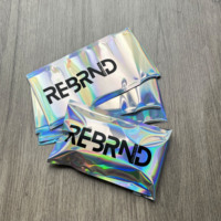 Enveloppes à paillettes brillantes avec logo personnalisé, sacs d'expédition en feuille d'aluminium métallique arc-en-ciel, enveloppes poly holographiques