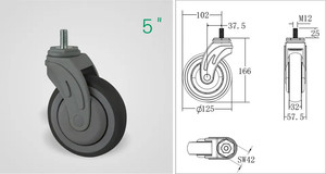 ใหม่5 "ป้องกันสนิมไนลอนก้านเบรกล้อยาง TPR กันน้ำวัสดุยาง PP สำหรับใช้ในโรงพยาบาลทางการแพทย์ใช้พลาสติกแอก - Product Image 4
