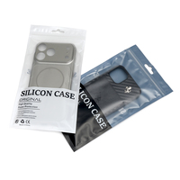 Pochette d'emballage en film plastique à fermeture éclair avec trou de suspension et demi-fenêtre pour coque de téléphone en silicone, emballage de vente au détail