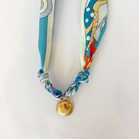 Collier à maillons en cuivre et acier inoxydable, fait main, avec pendentif lettre anglaise et fruit en émail, design original et tendance, et foulard en soie coloré