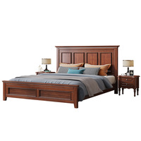 Lit double de style rétro américain, style campagnard, 1,5 m, style européen, chambre principale, grand lit, 1,8 m, lit vintage antique en acajou, villa