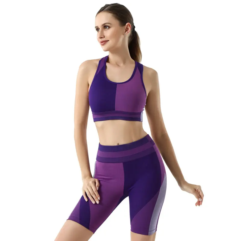 Sidiou Group Fashion contrasto colore Set Fitness senza cuciture alta elasticità donna Sport Wear Suit allenamento traspirante Set Yoga