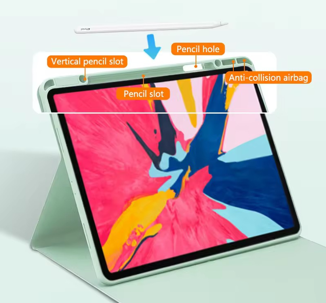 360 Rotatable Detachable Magnetic Case for 2024 iPad Air, Transparent Leather Protective Cover