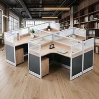 Bureau de direction en L moderne et simple pour postes de travail individuels avec bibliothèque intégrée ; Ensemble chaise et bureau pour personnel ; Poste de travail individuel ; Modèle de base avec cloisons
