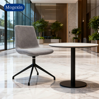 Chaise de bureau moderne en cuir PU à dossier moyen, confortable et décontractée, avec structure en alliage d'aluminium, idéale pour la réception, le bureau familial ou le salon.