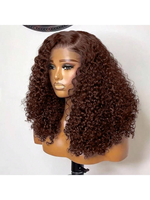 Perruques BOB en cheveux humains en gros, 13x4 Full Lace Front, couleur marron, pré-épilées, bouclées Jerry, double densité, avec closure 4x4 5x5