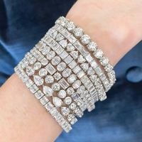 QUEENSUN 18K Blanc Gold1-5 Carats DE VVS IGI Laboratoire Cultivé Diamant Bijoux Réfrigéré Hip-Hop Bijoux Tennis Chaîne Bracelet
