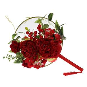 Éventail circulaire rétro en soie véritable, pour <span class=keywords><strong>bouquet</strong></span> <span class=keywords><strong>de</strong></span> <span class=keywords><strong>mariée</strong></span>, fleurs chinoises, livraison gratuite - Product Image 4