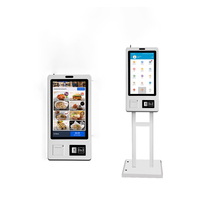 Crtly 27 pulgadas restaurante máquina de pedidos de comida pequeño lector de tarjetas RFID quioscos de pago terminal de autoservicio quiosco