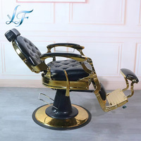 Pompe hydraulique professionnelle robuste en cuir noir pour hommes, fauteuil de salon de coiffure rétro portable inclinable de qualité supérieure
