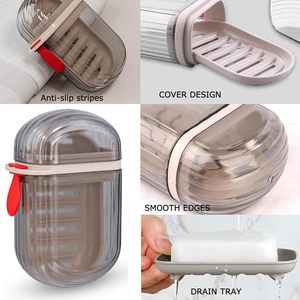 Étui à Savon Portable Gris en Plastique Écologique Moderne, Anti-Fuite et Durable, en Deux Pièces, avec Couvercle, pour Voyage, Douche et Salle de Bain - Product Image 4