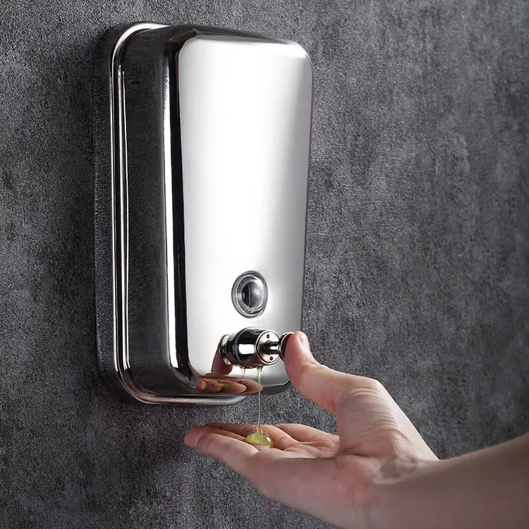Hot selling 500m full stainless steel 304 wall mounted soap dispenser metal liquid soap dispensers manual