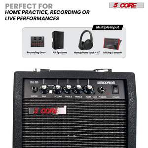 Amplificador de guitarra portátil mini de 5 núcleos y 20W con altavoz de 6.5 pulgadas y entrada auxiliar para práctica y grabación - Product Image 5