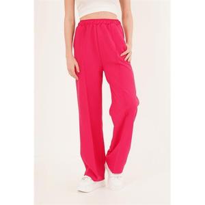 Pantalones Casuales de Mezcla de Algodón Fucsia con Cintura Elástica para Mujer, Marca Lustrin, para Venta al Por Mayor - Cómodos para Uso Diario - Product Image 4