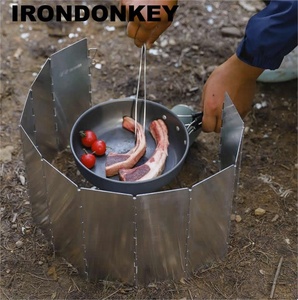 IRONDONKEY 10 pièces de pare-brise extérieur Portable en alliage d'aluminium pliable poêle pare-brise <span class=keywords><strong>Camping</strong></span> poêle pare-brise - Product Image 2