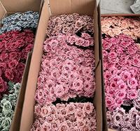 Bunga Mawar Beludru Buatan Grosir Pabrik, Warna Merah Putih Biru Pink Hitam Ungu, Mawar Kustom untuk Dekorasi