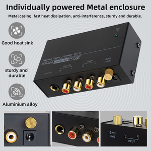 Préamplificateur de platine compact COKYIS PP400 DC 12V à faible bruit, 4 canaux, avec RCA et prise TRS 1/4 pouce, mini portable, noir - Product Image 6
