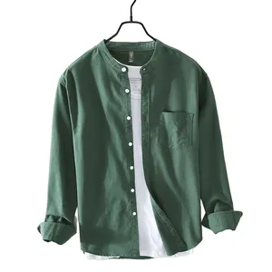 Blusas de marca para hombre, camisa informal sencilla a la moda, alta calidad, 2023 algodón, tela Oxford, Vintage, 100%