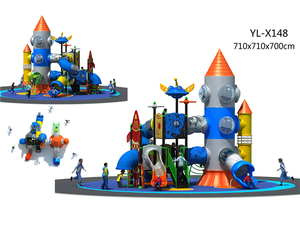 Terrain de jeu extérieur en forme de fusée de grand terrain de jeu extérieur d'enfants d'ODM d'OEM avec les glissières en plastique - Product Image 3