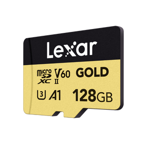 Carte mémoire Lexar Professional GOLD 128 Go 256 Go UHS-II <span class=keywords><strong>Micro</strong></span> TF <span class=keywords><strong>SDXC</strong></span> C10 U3 <span class=keywords><strong>V60</strong></span> A1 4K UHD pour drones et appareils photo - Product Image 1