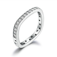 Bague carrée en argent sterling S925 pour femme, sertie d'un seul rang de zircons, plaquée rhodium, sertissage pavé, idéale pour mariage, fiançailles, anniversaire
