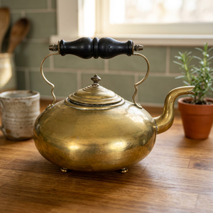 <b>Vintage</b> Brass Tea <b>Kettle</b> With Lid And Handle Metal Water Pot Decorative Kitchenware - Product Image 1