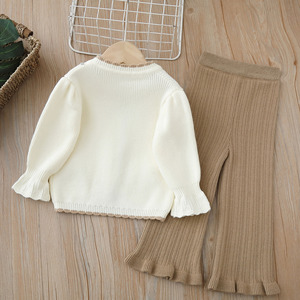 Ensemble de vêtements en tricot <span class=keywords><strong>d</strong></span>'<span class=keywords><strong>hiver</strong></span> pour enfants et filles Cardigan tricoté avec dessin de lapin pour enfants Pull à manches longues mignon - Product Image 6