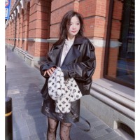 Nouvelle mode Veste de moto en cuir de mouton design d'automne Manteau en cuir de qualité supérieure pour femme