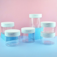Pot cosmétique unique en plastique PET transparent à large ouverture de 200 ml à 500 ml, pour crème, beurre corporel, poudre dentaire, avec couvercle à clapet