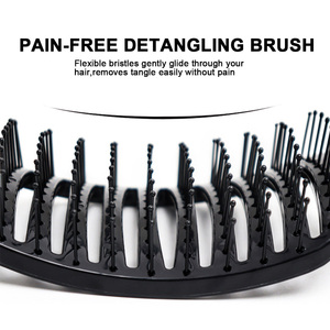 Brosse démêlante ventilée à poils en nylon personnalisés, peigne de massage du cuir chevelu, outils de coiffure pour cheveux humides, secs, bouclés et crépus - Product Image 3
